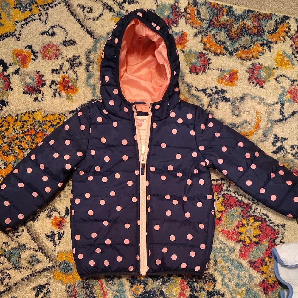 Carter's Navy Jacket with Pink Polka Dots